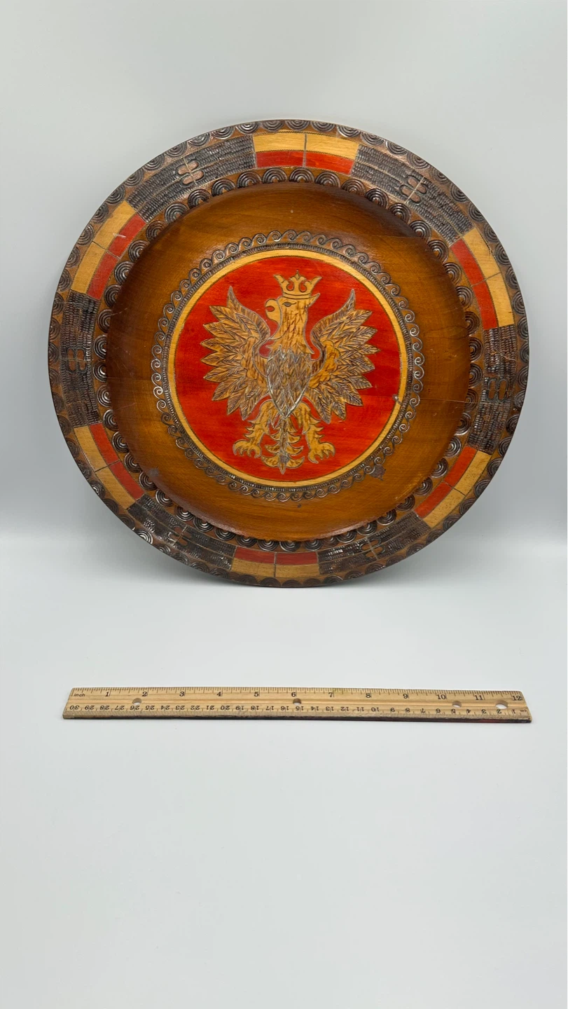 Vintage Decorative Wood Plate with Eagle Design - photo 2