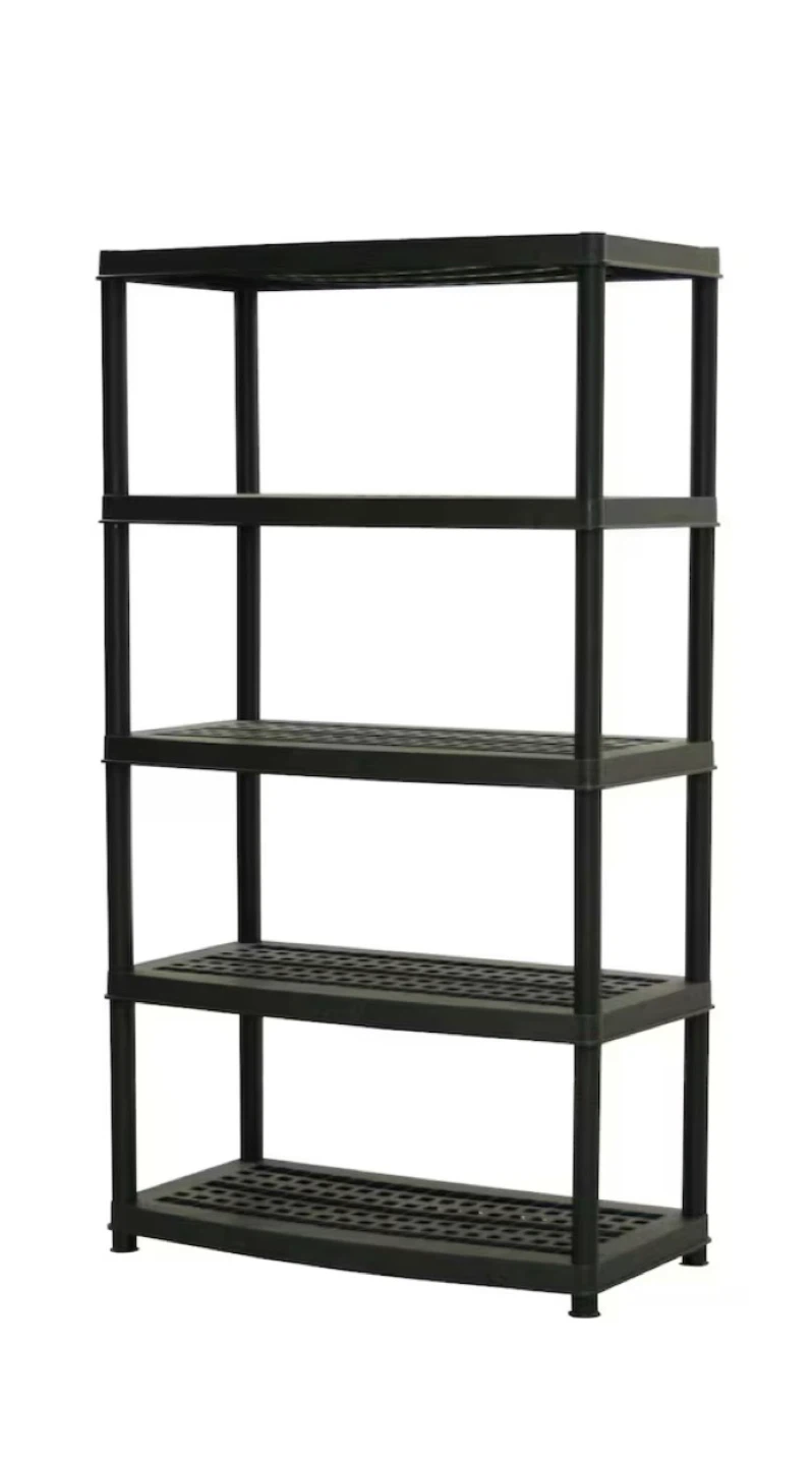 Black 5-Tier Plastic Shelving Unit