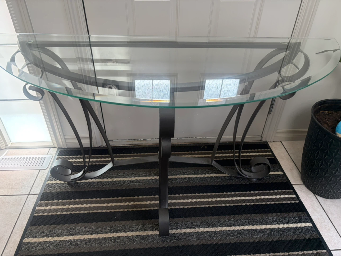 Glass and metal console table - photo 2