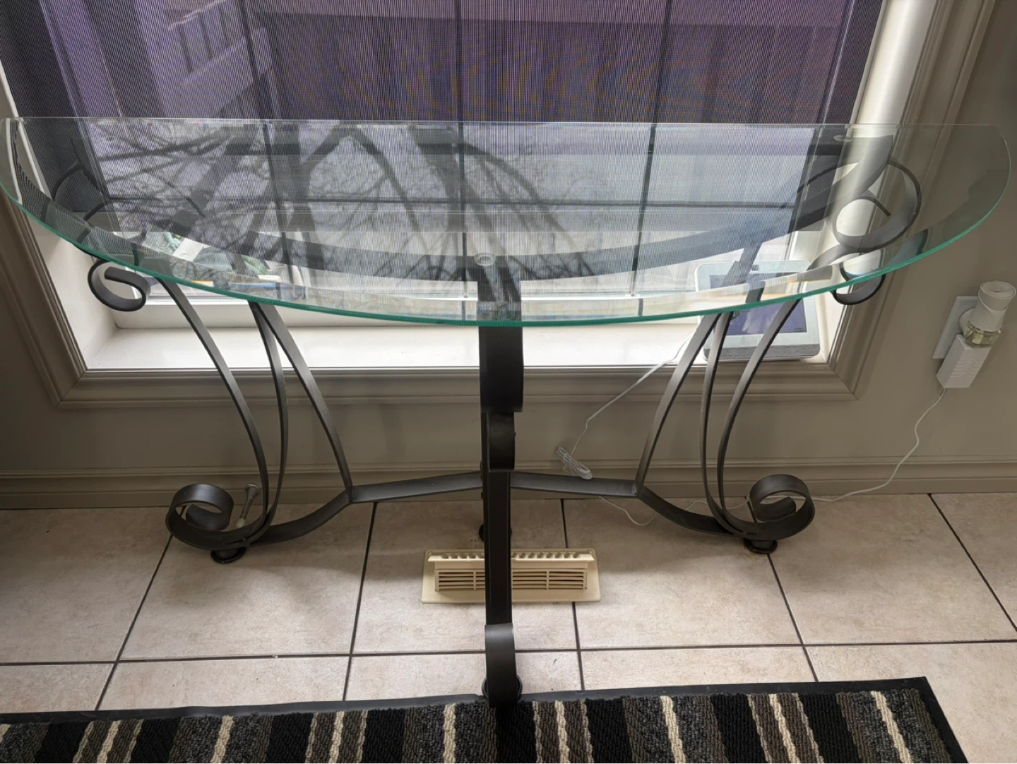 Glass and metal console table - photo 3