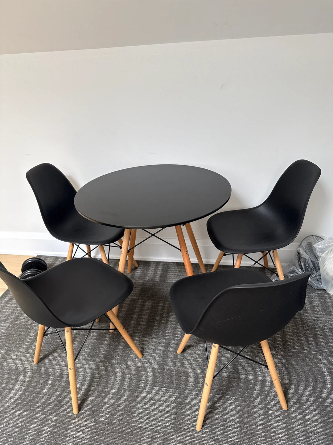 Black Dining Table and 4 Chairs Set