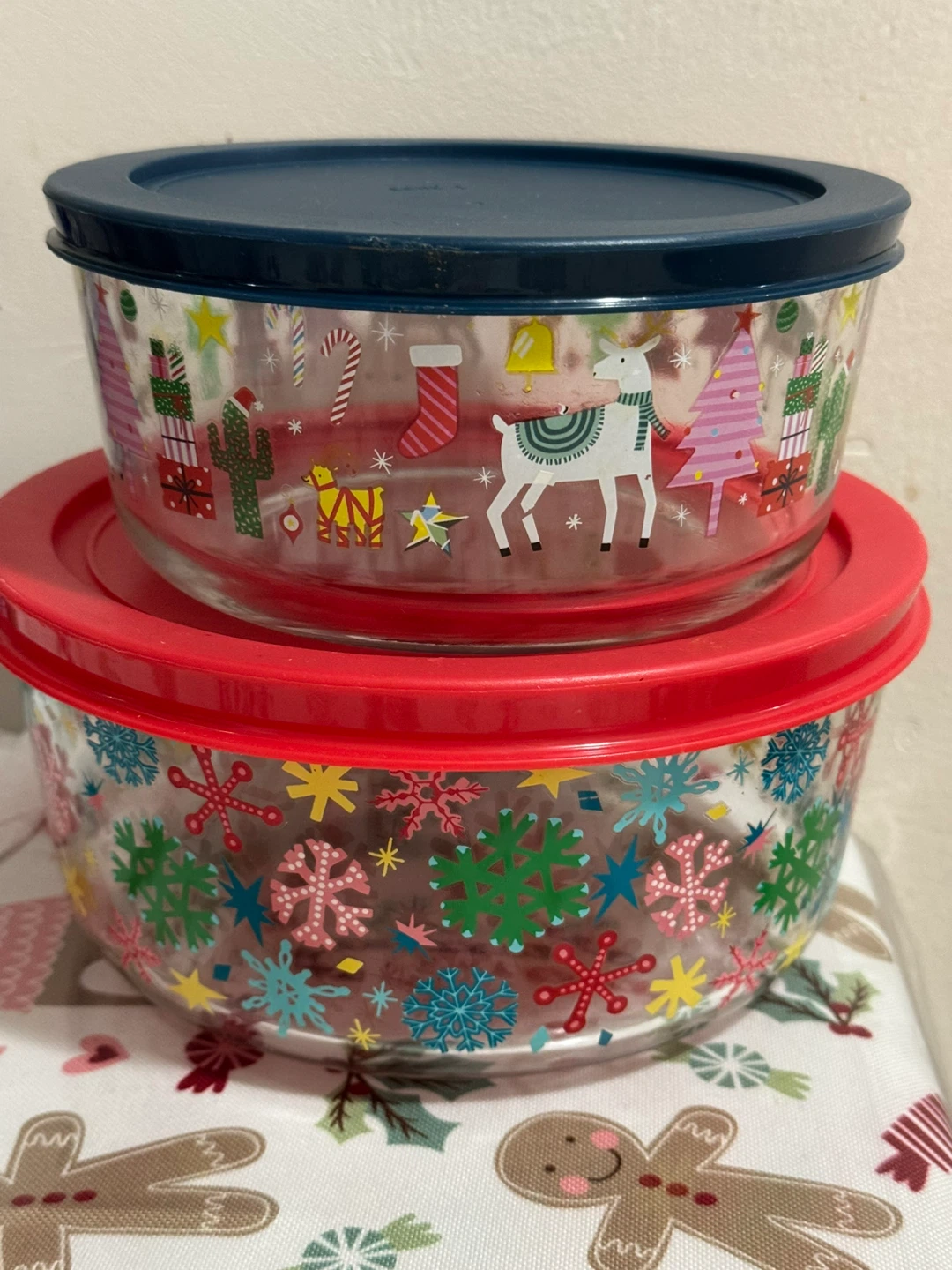 Glass Food Storage Bowls - Christmas Theme