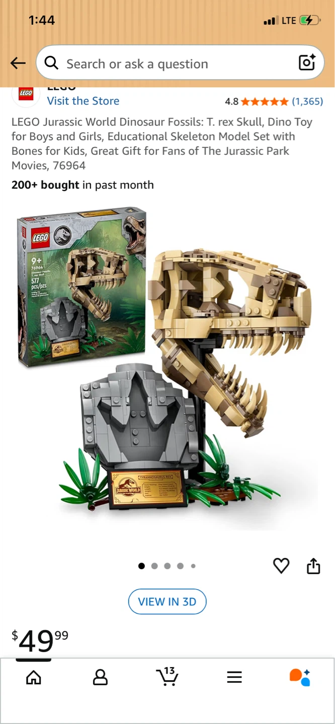 LEGO Jurassic World T. Rex Skull Fossil Set (No Box)