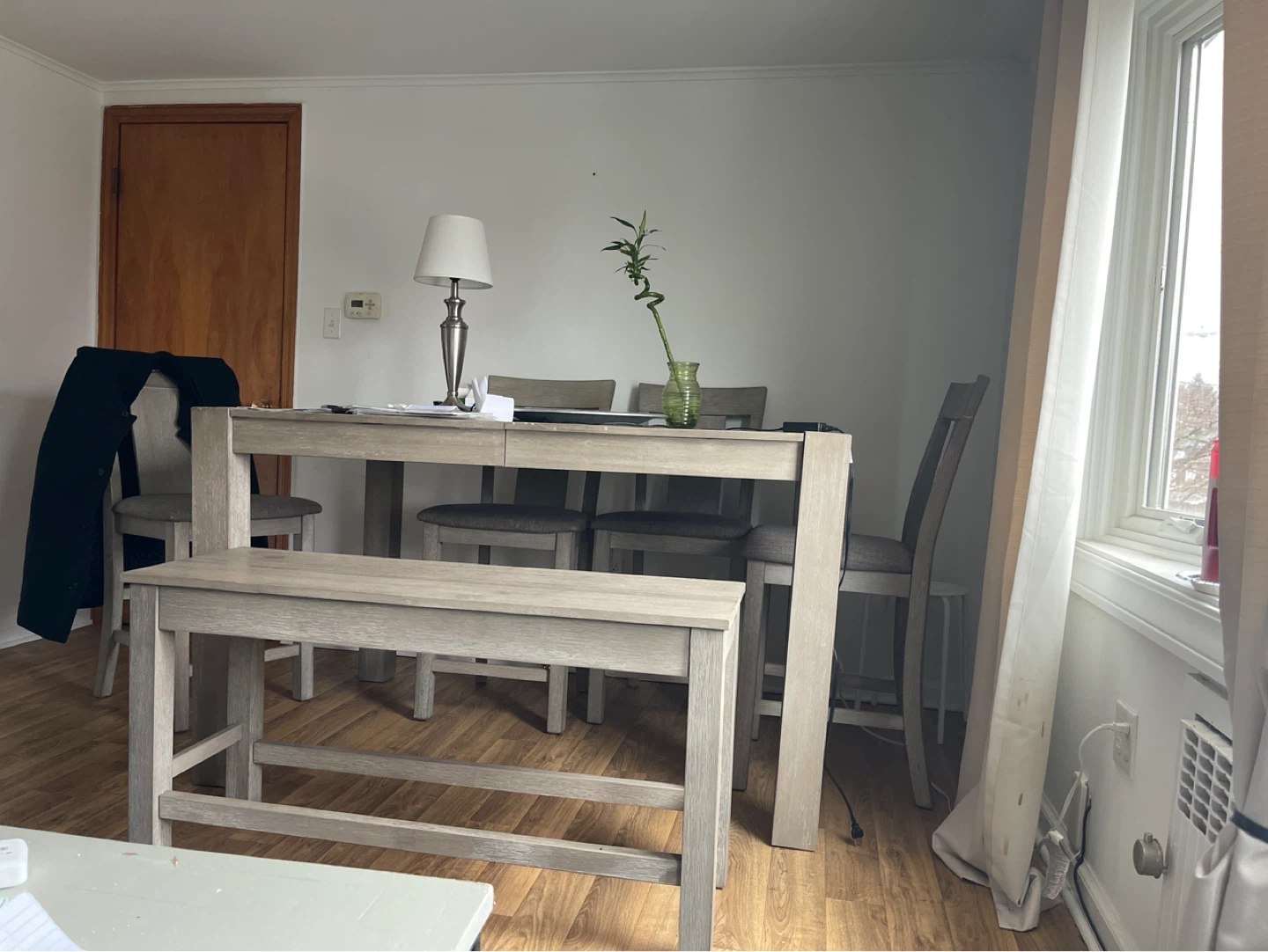 Light Oak Dining Table with Bench and Chairs - photo 2
