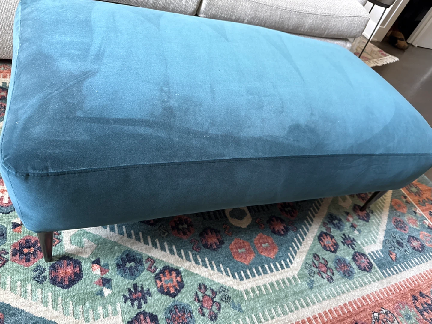 Teal Velvet Upholstered Ottoman Bench from Article - photo 3