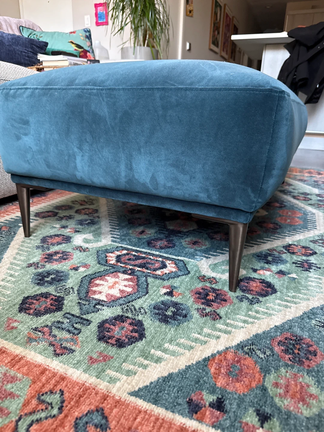 Teal Velvet Upholstered Ottoman Bench from Article - photo 2