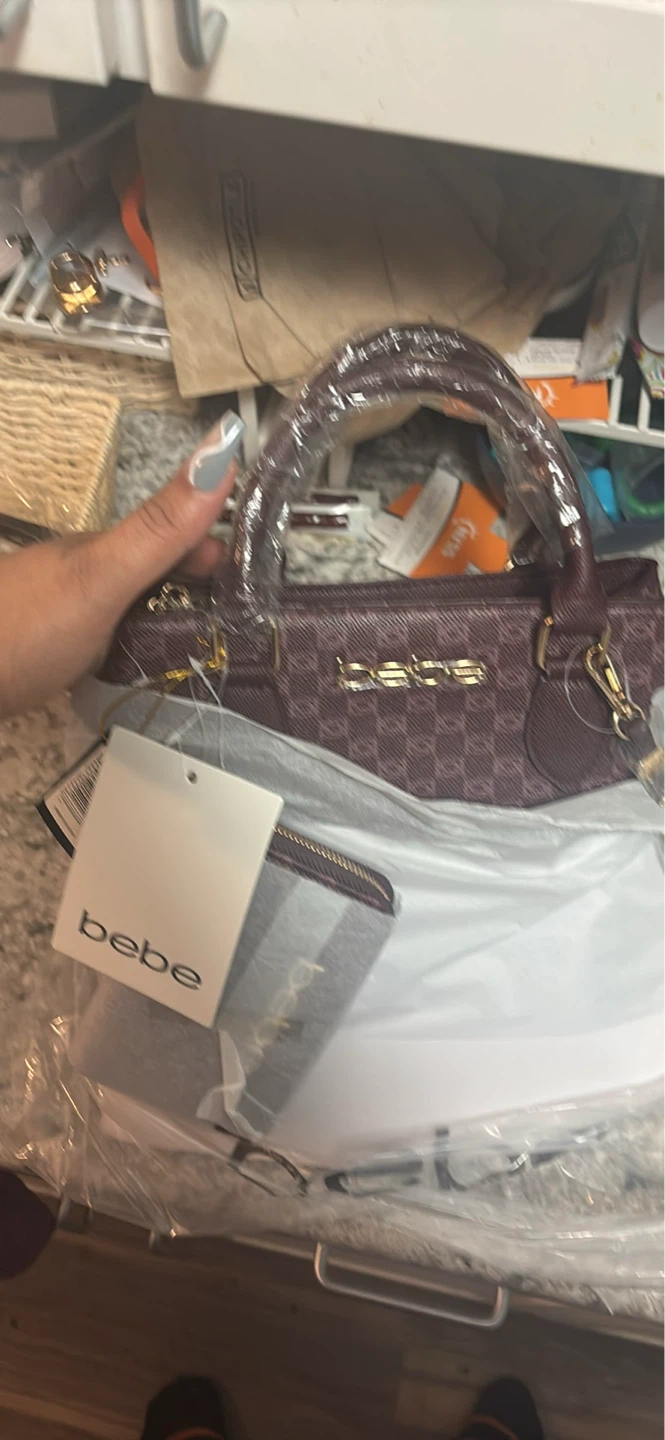 Bebe Burgundy Satchel Wallet Set