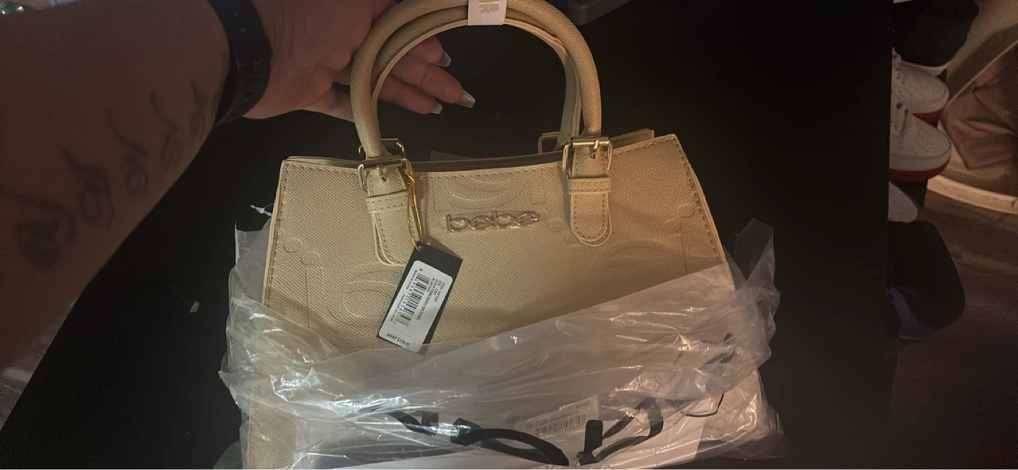 Bebe Beige Structured Handbag with Gold Hardware - photo 4
