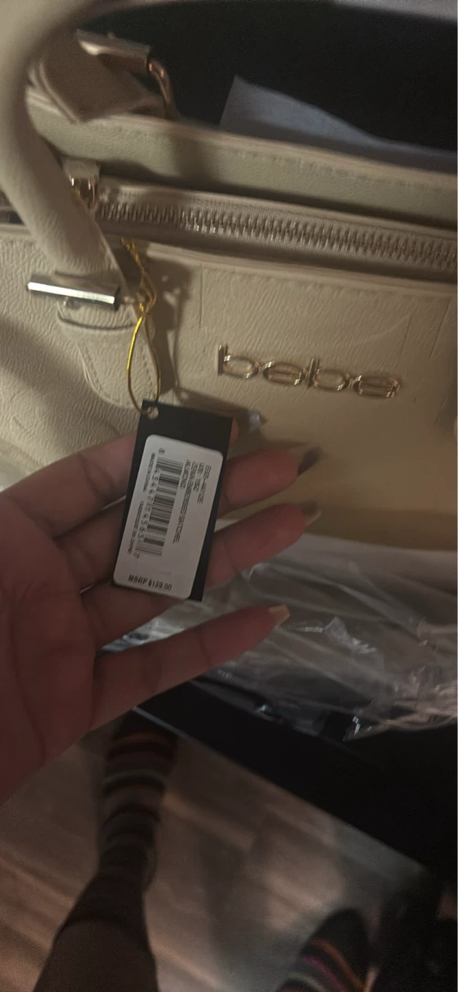 Bebe Beige Structured Handbag with Gold Hardware - photo 2