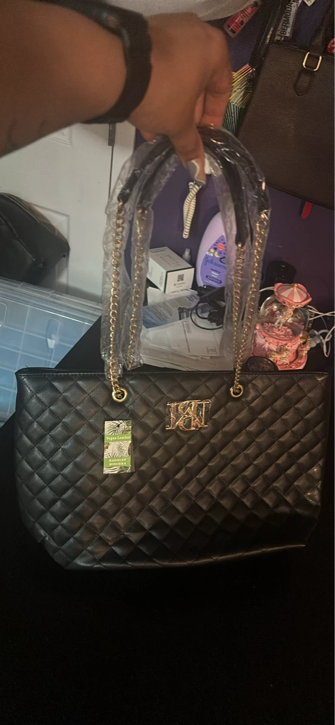 Badgley mishka Quilted Chain Strap Tote Bag - Black