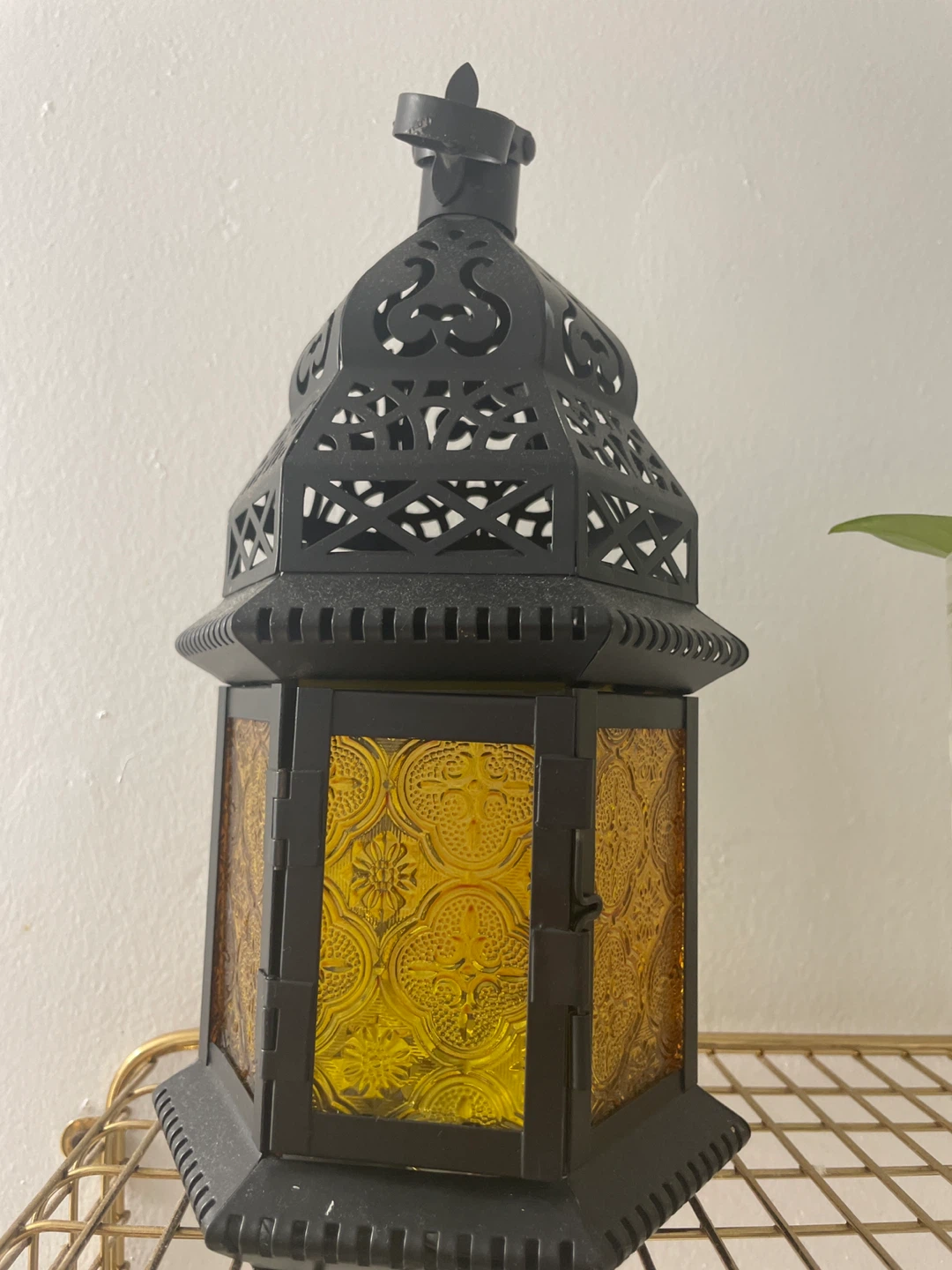 Decorative Lantern with Yellow Glass