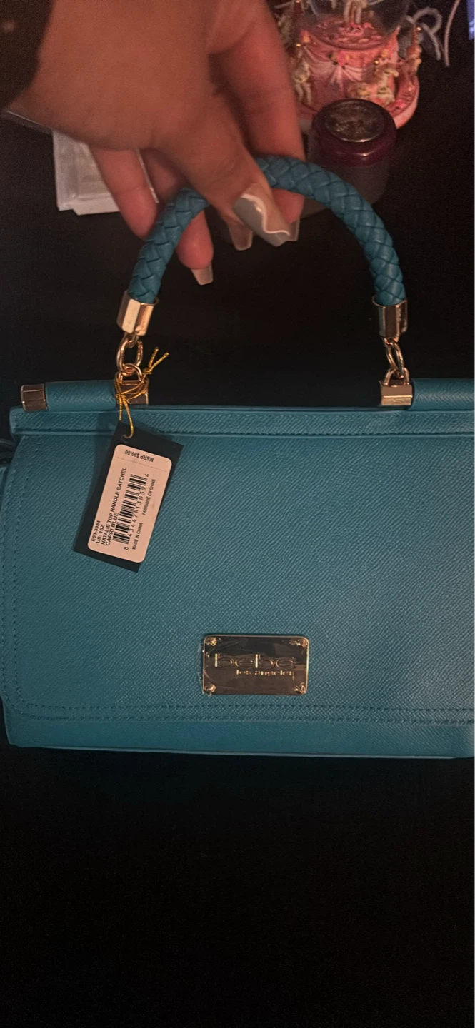 Bebe Natalie Top Handle Satchel Capri Blue