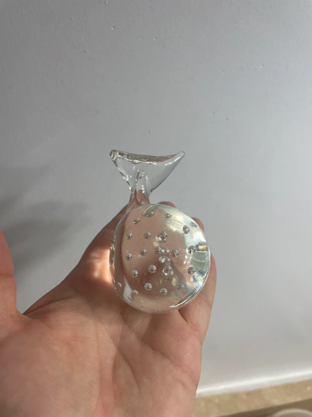 Glass Whale Figurine with Bubbles - photo 2