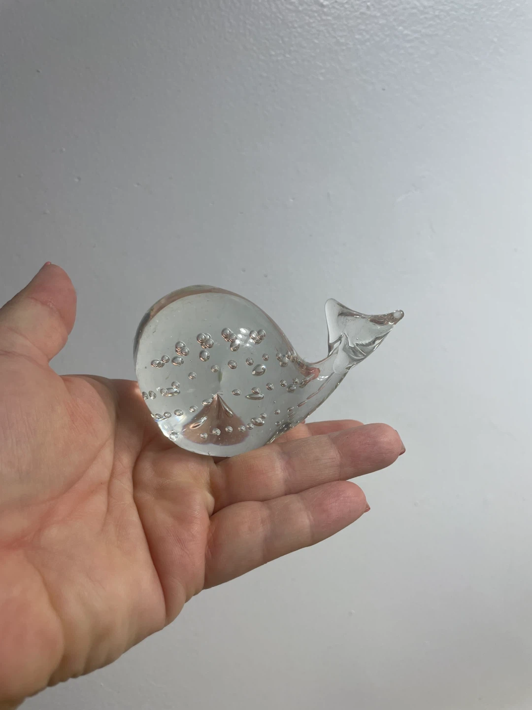 Glass Whale Figurine with Bubbles