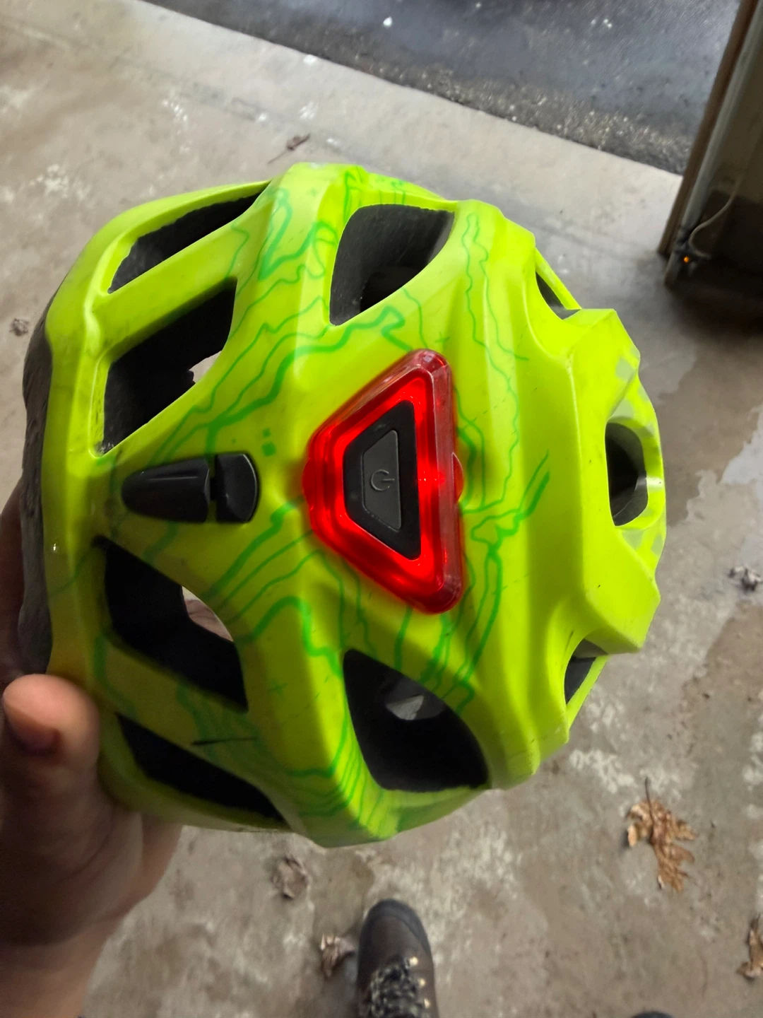 Raleigh Bike Helmet with Integrated Rear Light - Lime Green