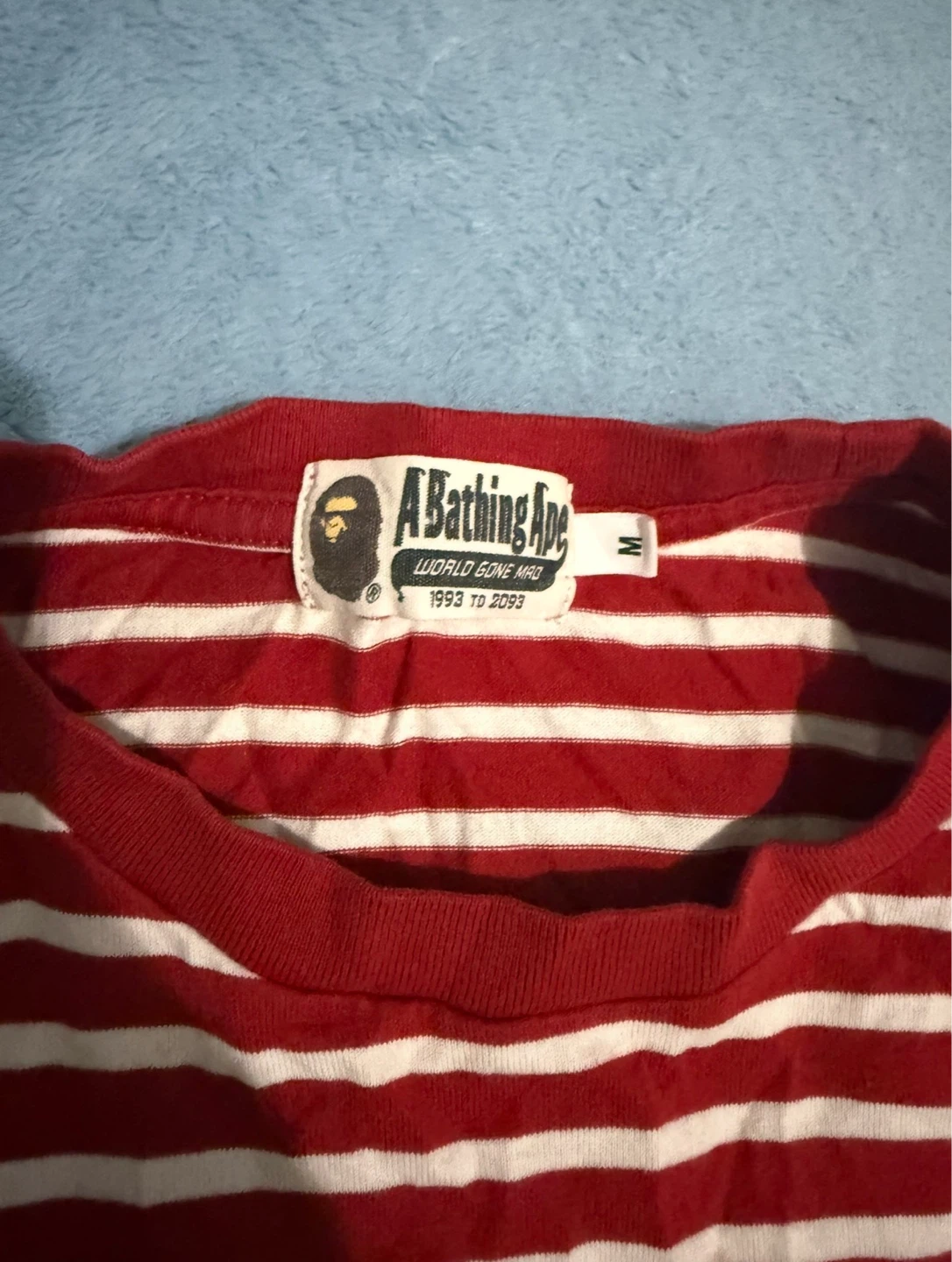 A Bathing Ape Red & White Striped T-Shirt Size M - photo 2