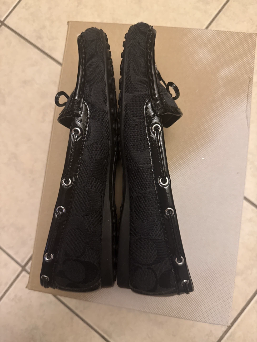 Coach Black Monogram Canvas & Patent Leather Loafers - photo 3