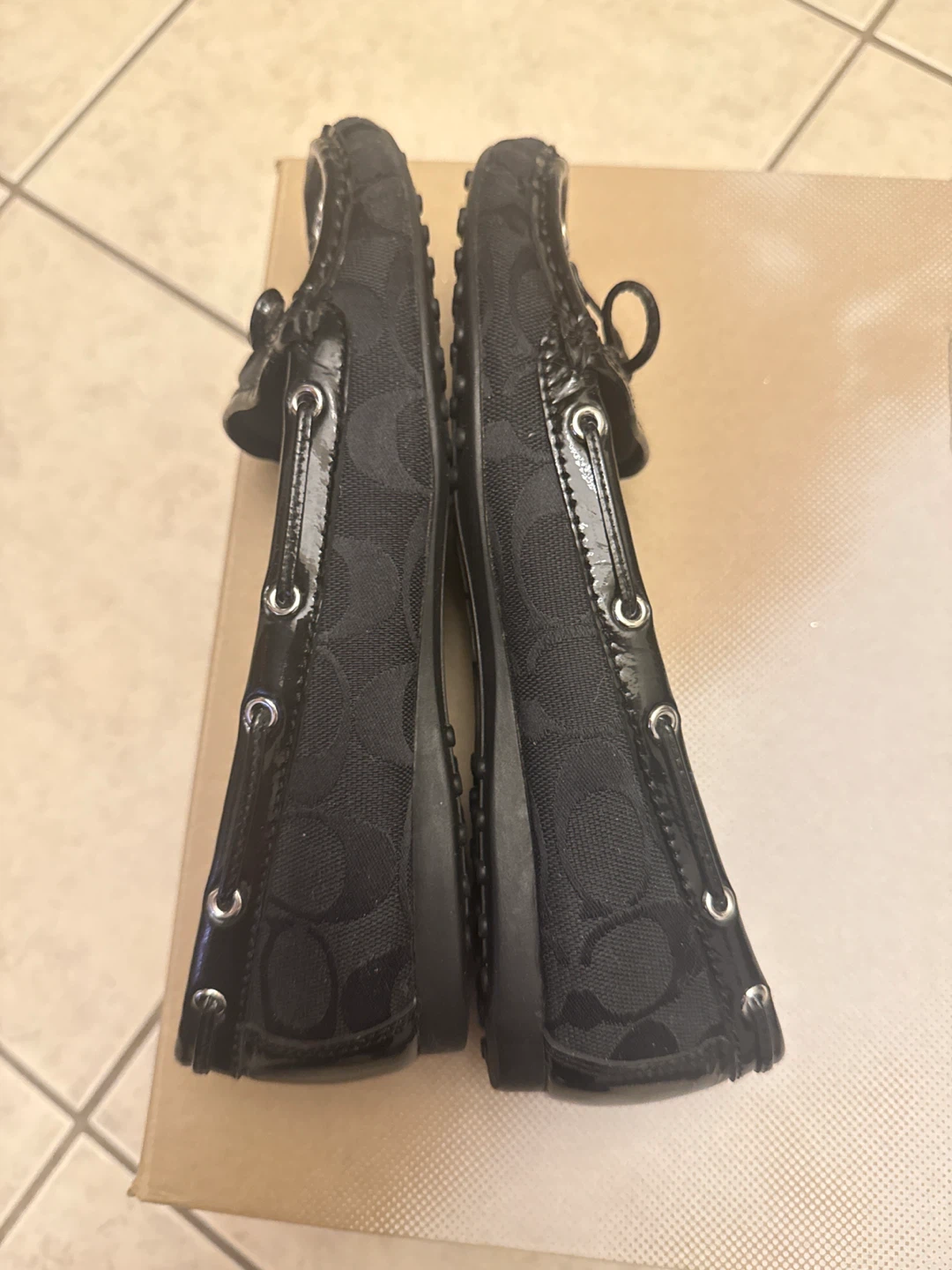 Coach Black Monogram Canvas & Patent Leather Loafers - photo 4