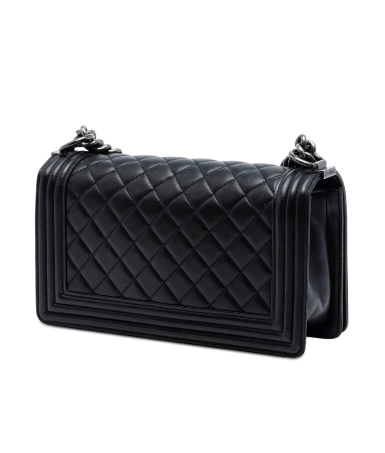 Chanel boy old medium Black Lambskin Leather Classic Flap Bag - photo 2