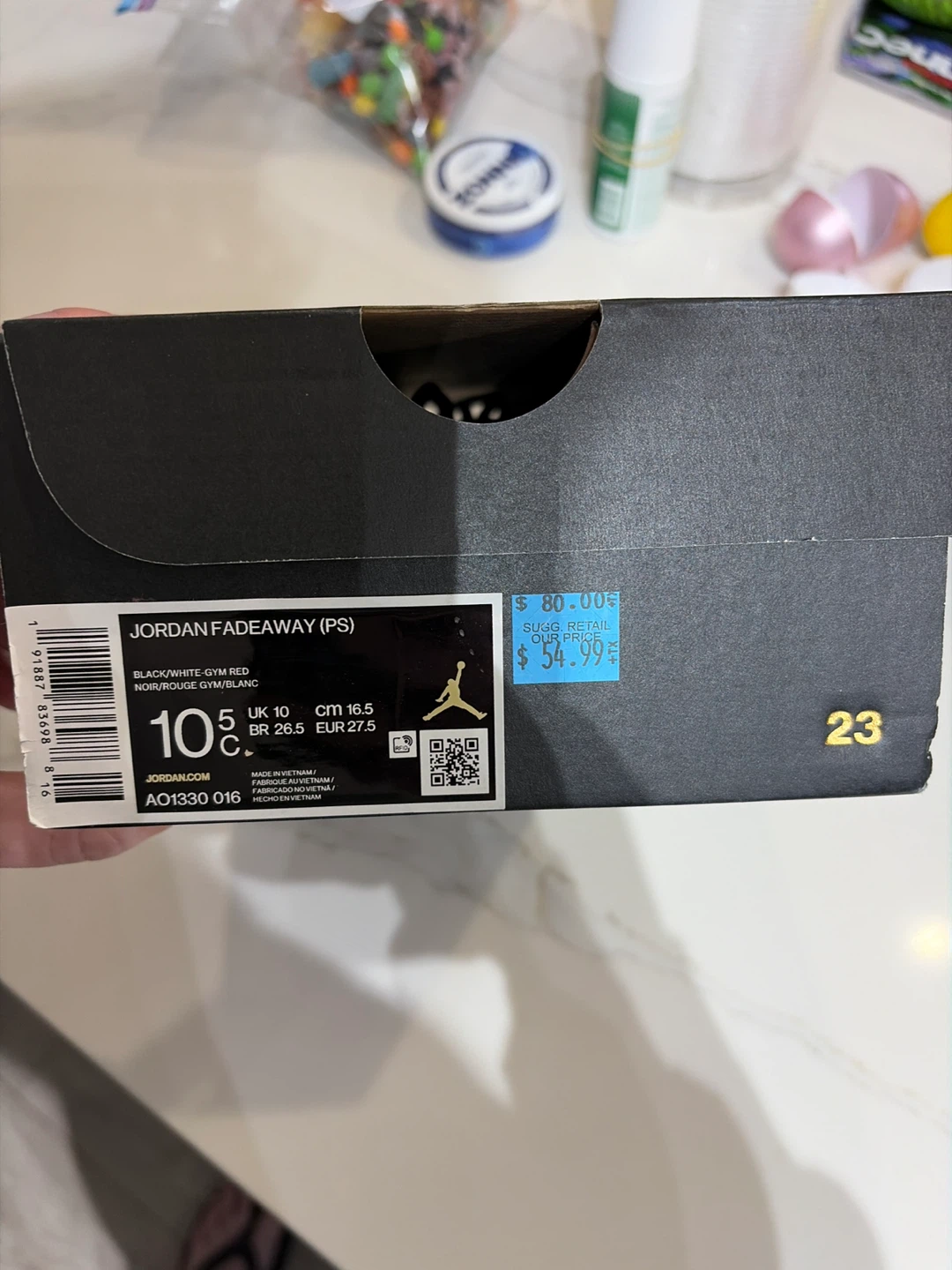 Jordan Fadeaway (PS) Black/White-Gym Red Kids Shoes