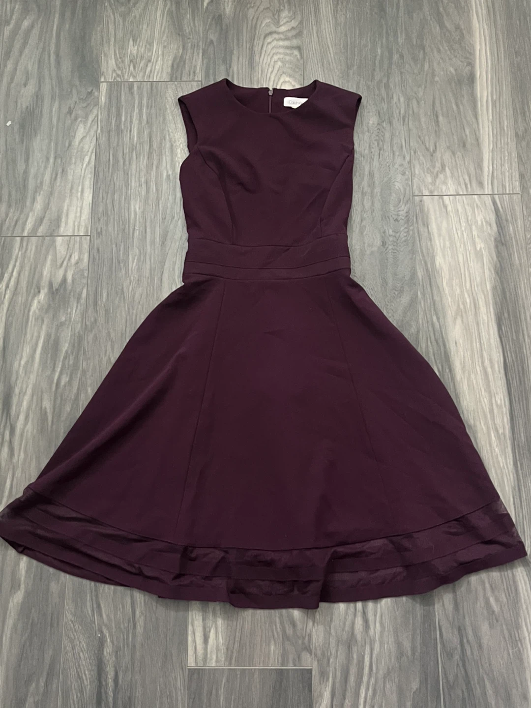 Calvin Klein Deep Plum Sleeveless Fit & Flare Dress | Women