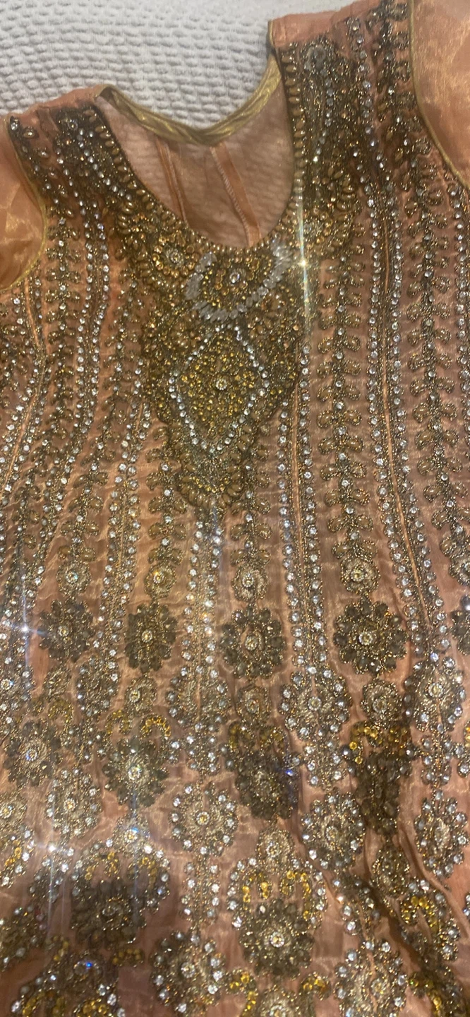 Embellished Peach Kameez - photo 4