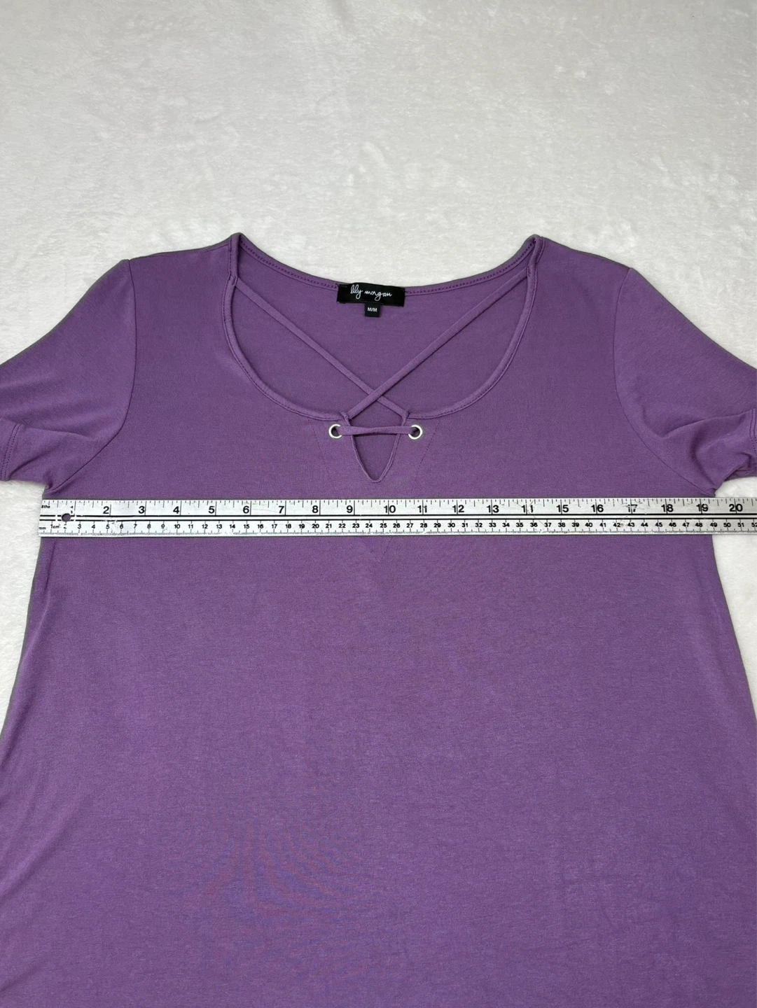 Lily Morgan Loose Fit Purple Notch Neck Strappy Tee Size M - photo 3