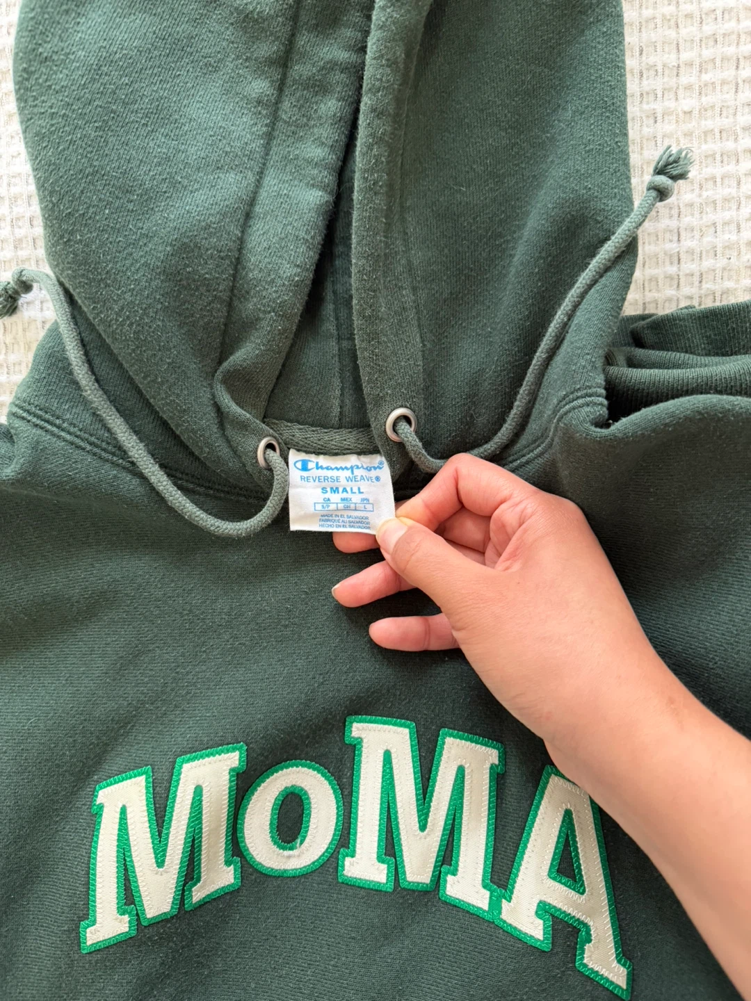 Champion MoMA Reverse Weave Hoodie - Green - Small - photo 2