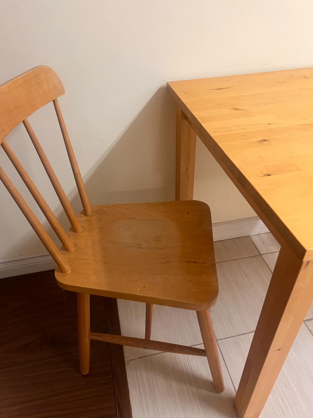 IKEA Wooden Dining Table and Two Chairs - photo 3