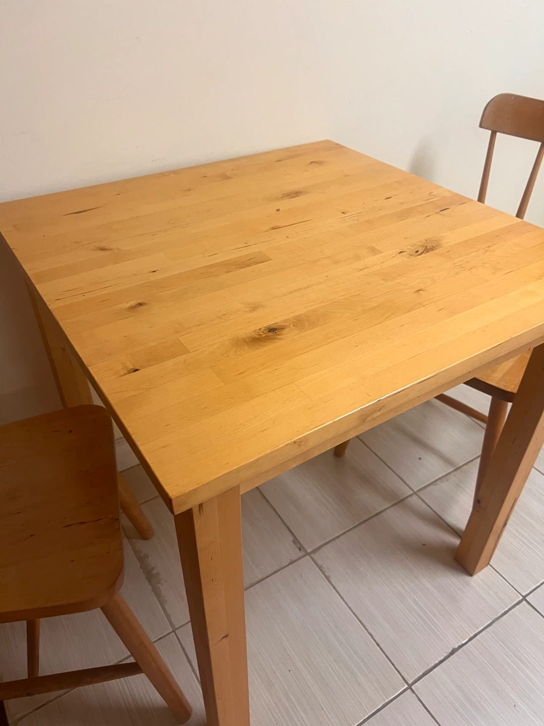 IKEA Wooden Dining Table and Two Chairs - photo 2