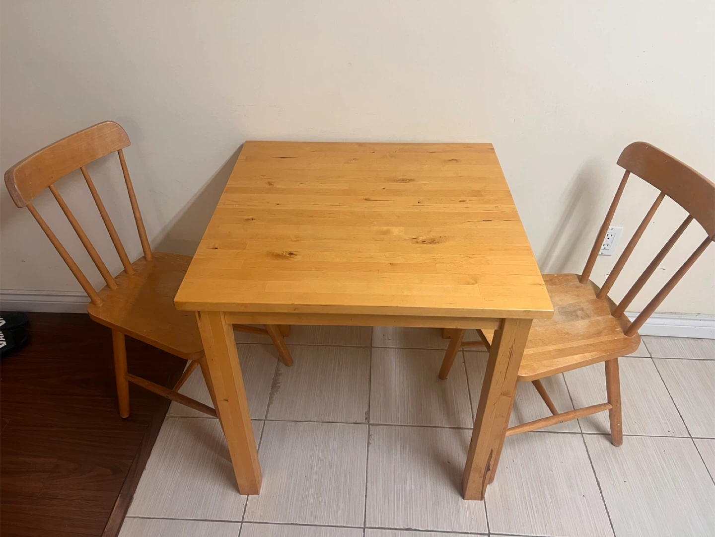 IKEA Wooden Dining Table and Two Chairs