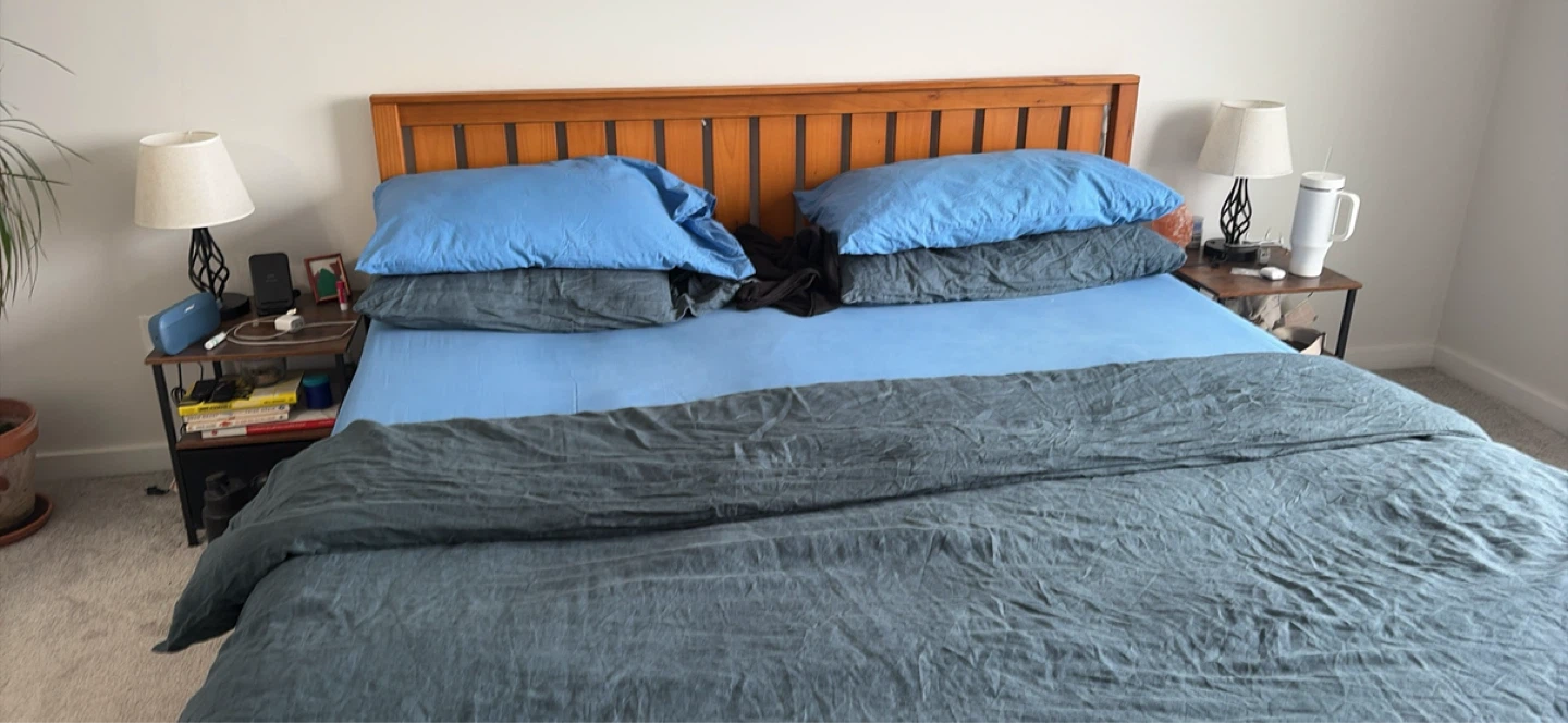 King size Wooden Bed Frame with Headboard and Mattress - photo 3