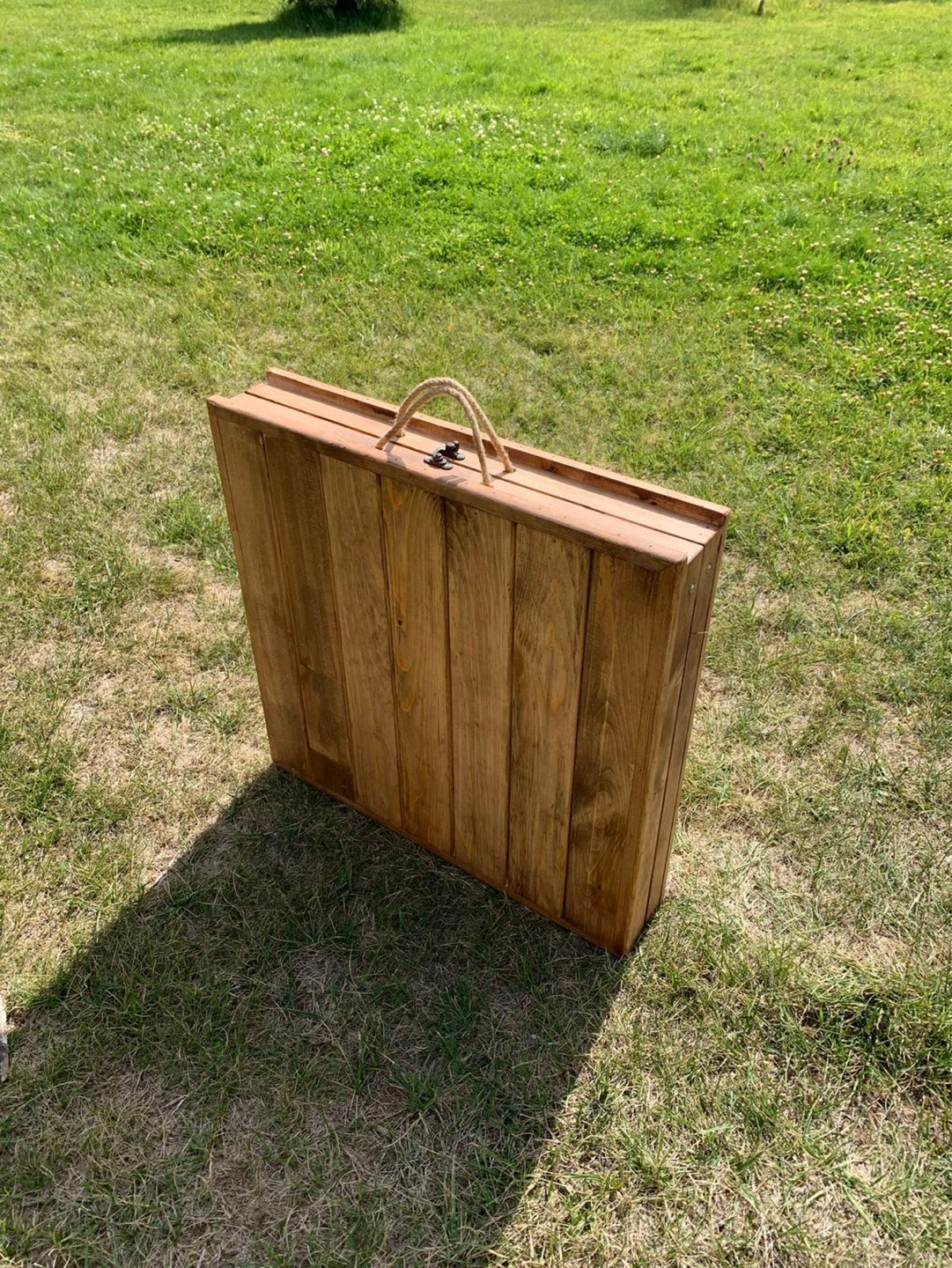 2 Handmade Teak Folding Picnic Tables - photo 2