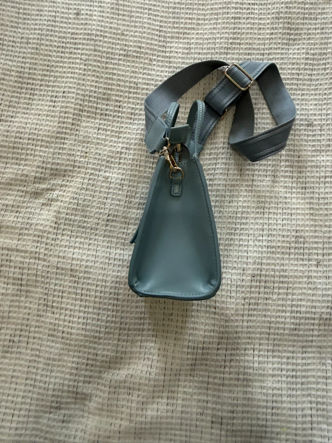 Light Blue Faux Leather Tote Bag - photo 3