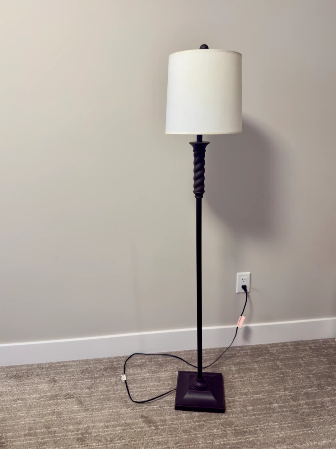 Black Metal Floor Lamp with White Shade