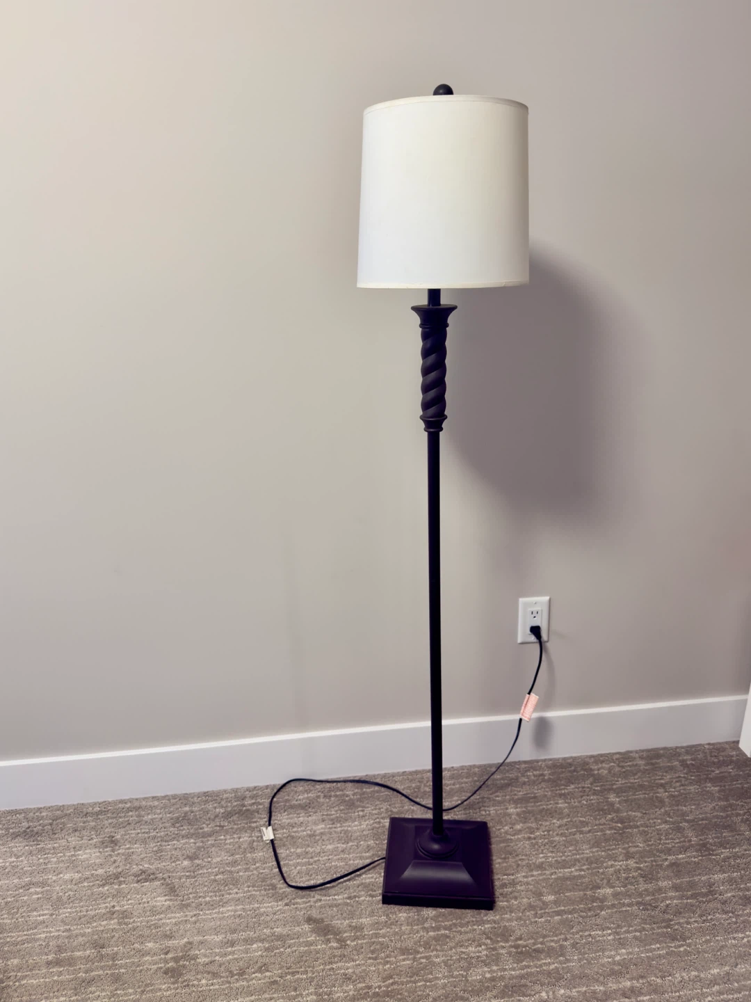 Black Metal Floor Lamp with White Shade - photo 2