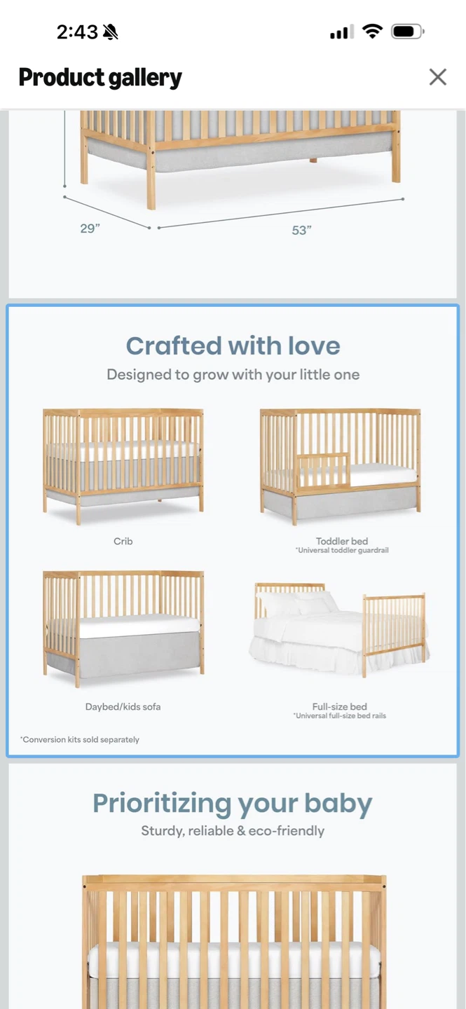 Dream on Me 5 in 1 Convertible Crib with Mattress - photo 3