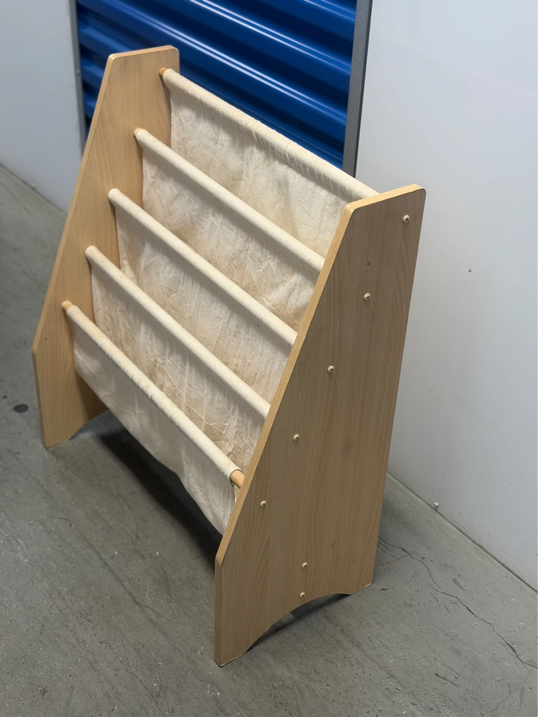 Wooden Kids Bookshelf with Fabric Shelves