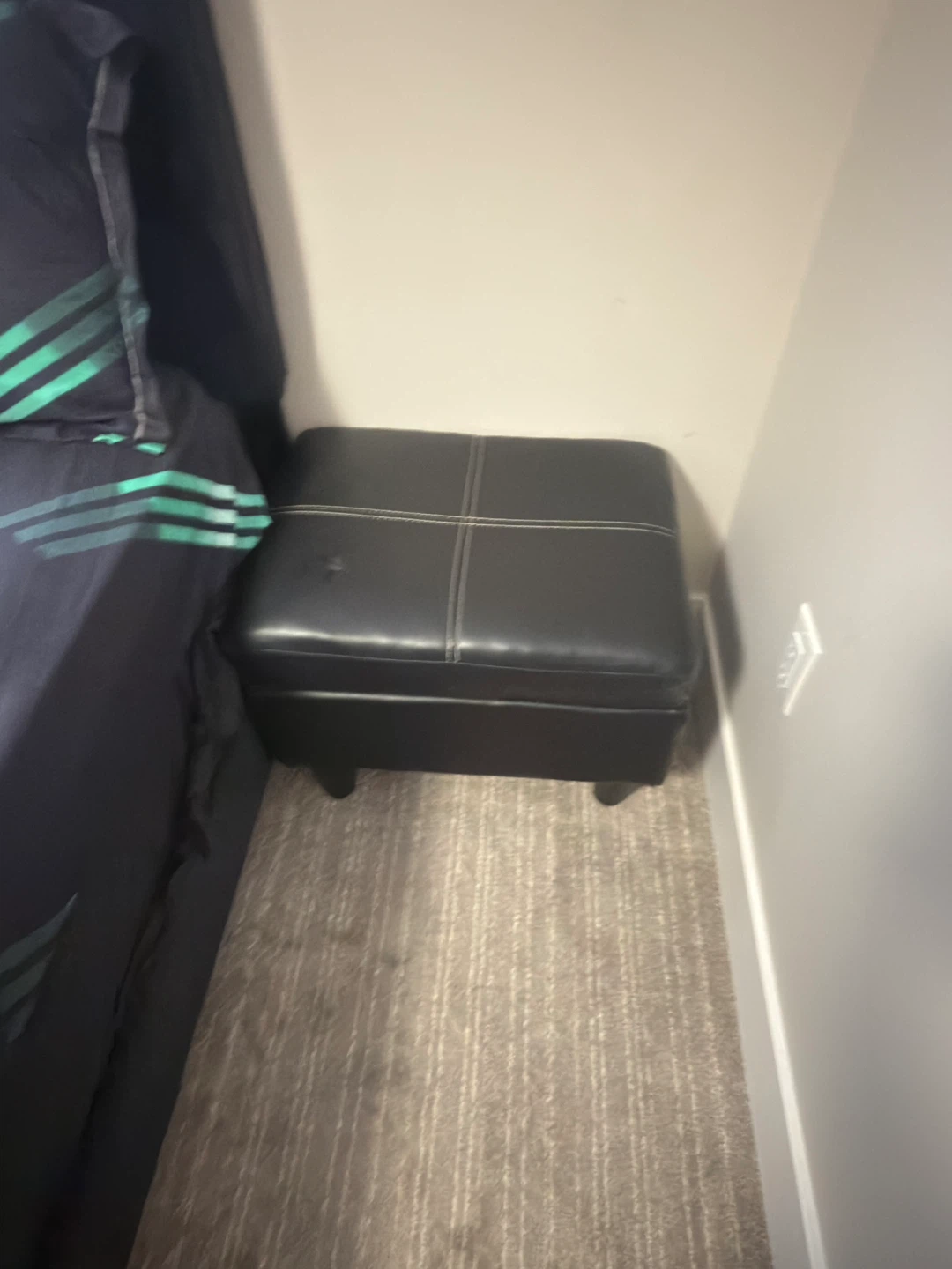 Black Faux Leather Storage Ottoman
