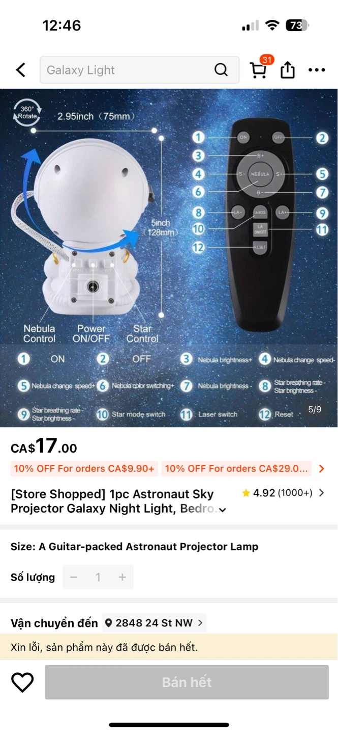 Astronaut Sky Projector Galaxy Night Light - photo 3
