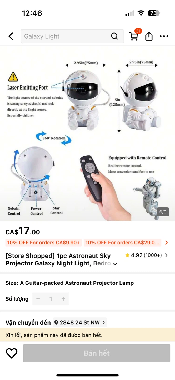 Astronaut Sky Projector Galaxy Night Light - photo 4