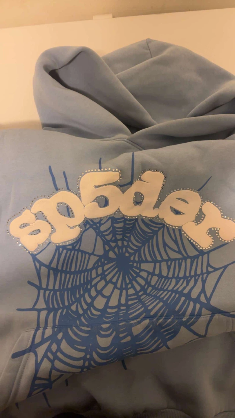 Blue rhinestone spider hoodie - photo 3