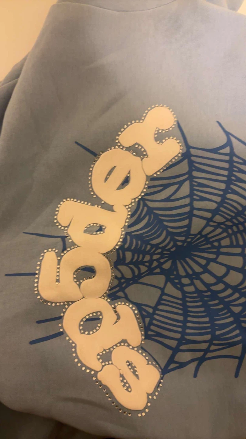 Blue rhinestone spider hoodie