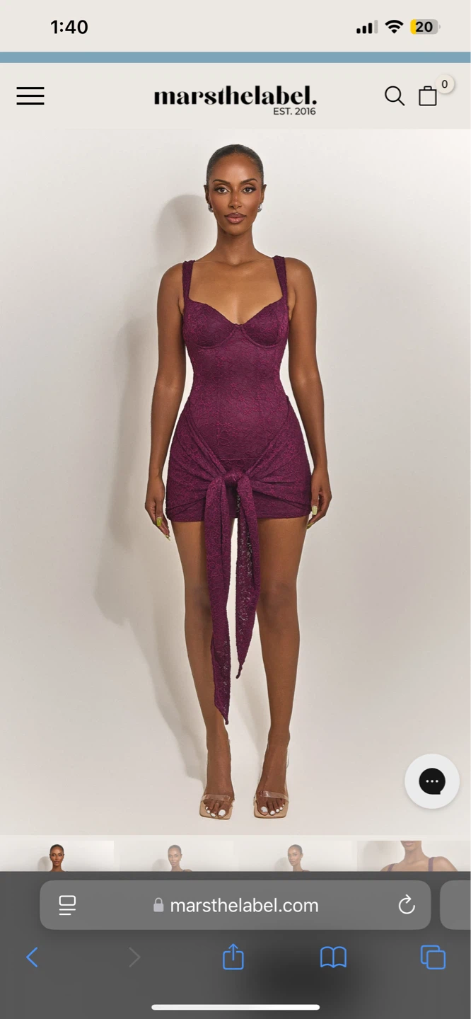 Mars The Label Burgundy Lace Mini Dress Size UK 6 - photo 4