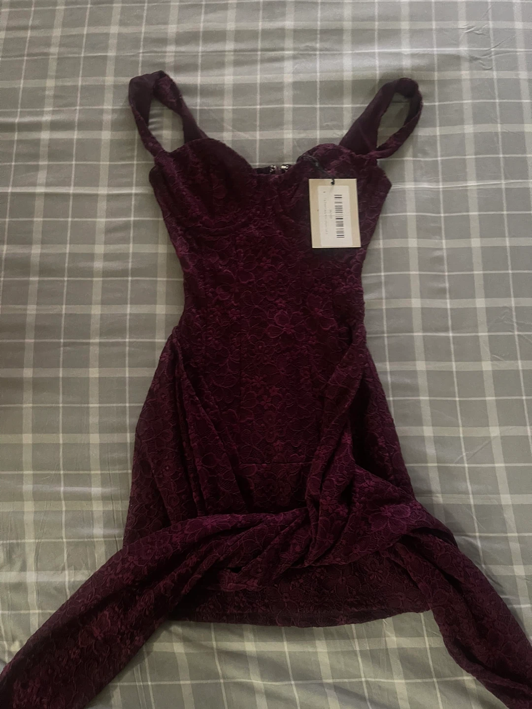 Mars The Label Burgundy Lace Mini Dress Size UK 6