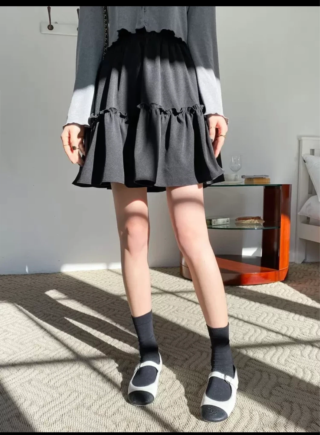 Black Ruffled Mini Skirt - photo 3