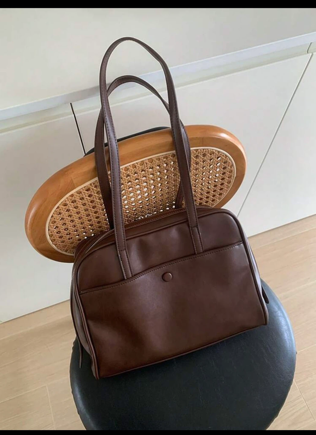 Brown Faux Leather Shoulder Bag - photo 3