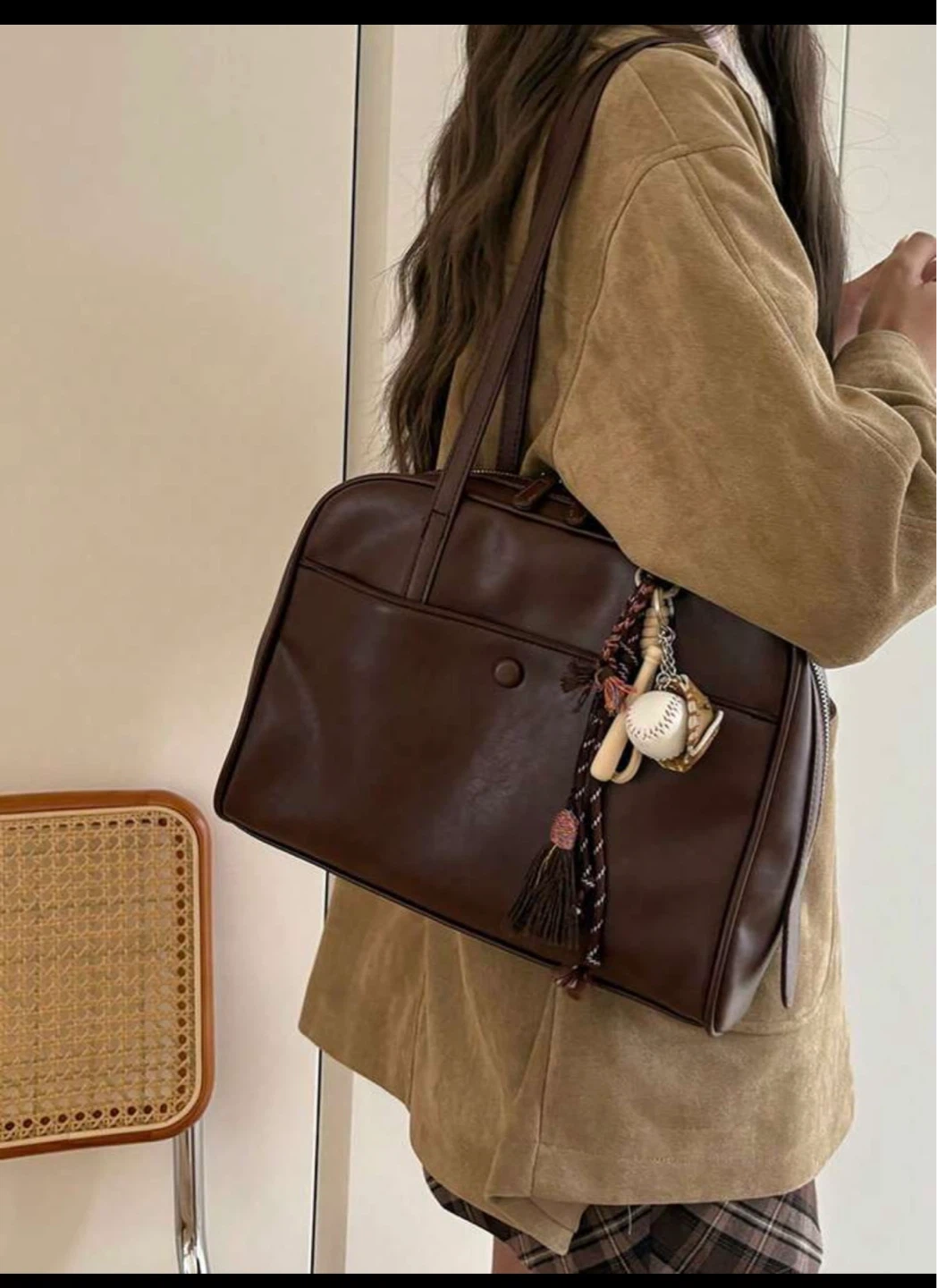 Brown Faux Leather Shoulder Bag - photo 2