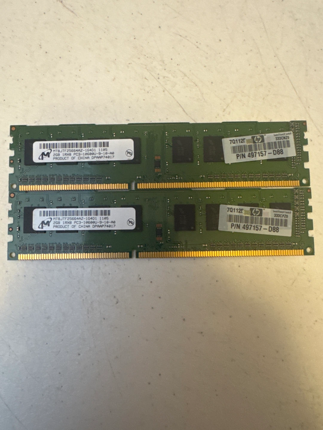 HP PC3-10600U 2GB DDR3 RAM Modules (2x)