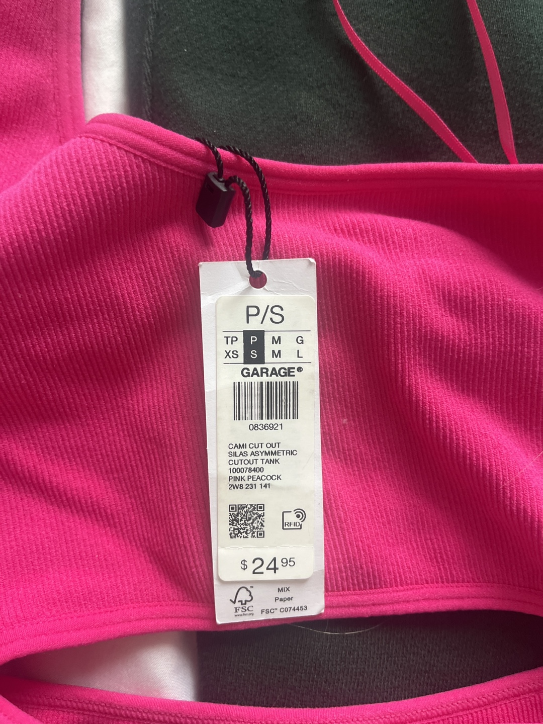 Garage Cami Cut Out Tank Top - Neon Pink - Size S - photo 2